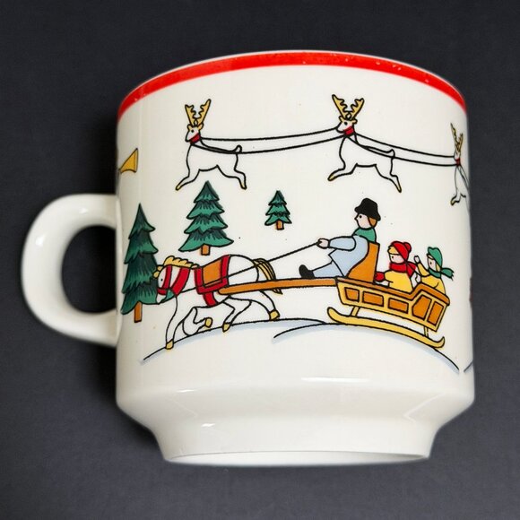 Set of 6 Vintage 1980s Jamestown China Coffee Mugs: The Joy of Christmas 1987 - Picture 5 of 8
